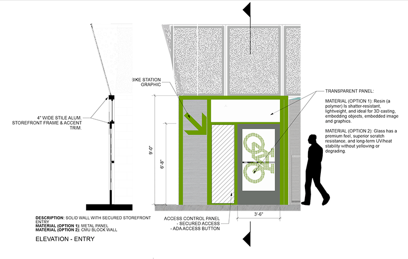 Wobart Bike Station elevation entry drawing